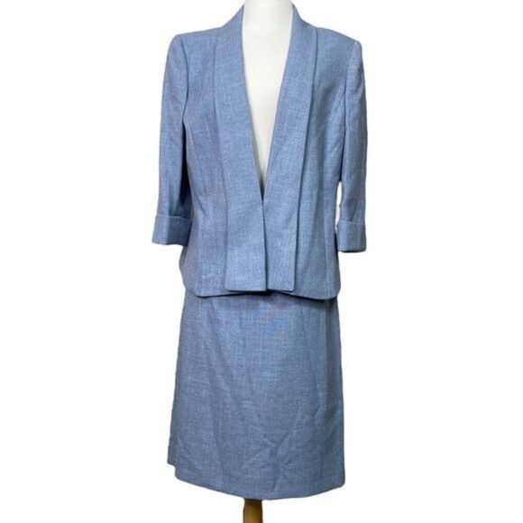 Preston & York Skirt Suit Size 10 Blue - Picture 1 of 9